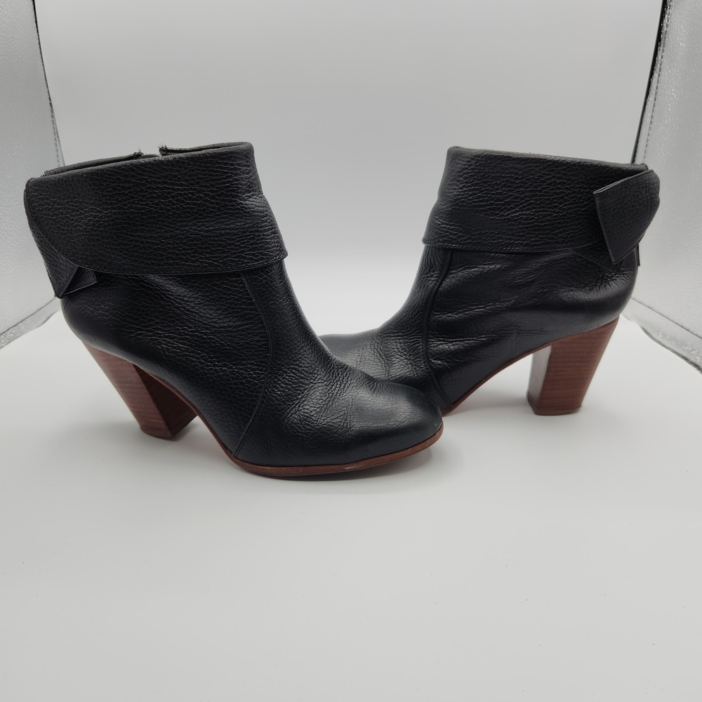 Kate Spade Ankle Boots Womens Black Upper Leather Bow Block Heel Side Zip Round - Picture 2 of 7